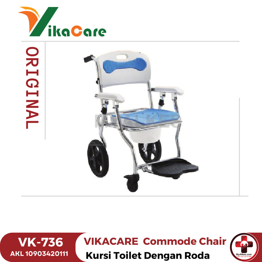 VIKACARE Kursi Toilet / Commode Chair dengan Roda - VK-736