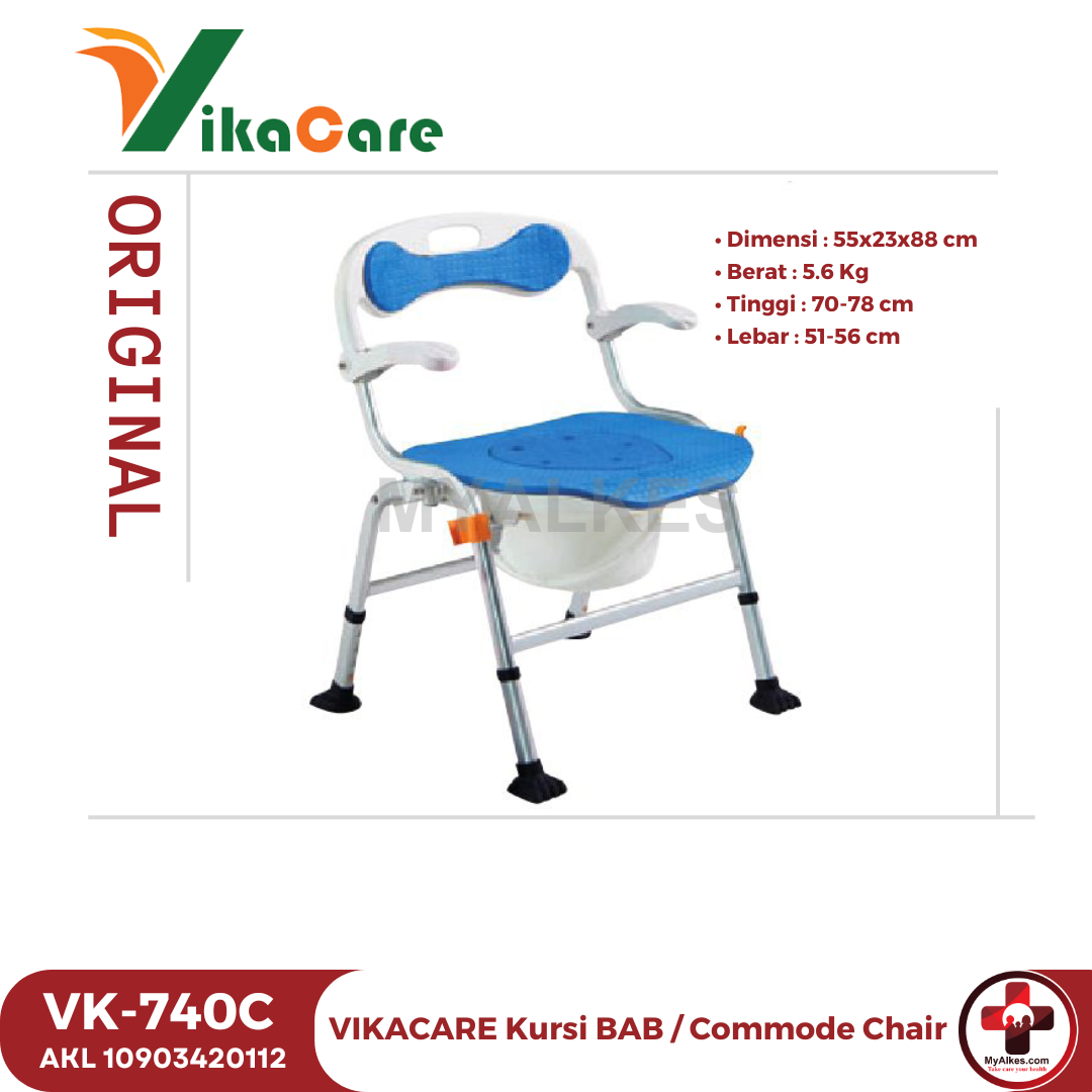 VIKACARE Kursi Toilet / Commode Chair Tanpa Roda - VK740C