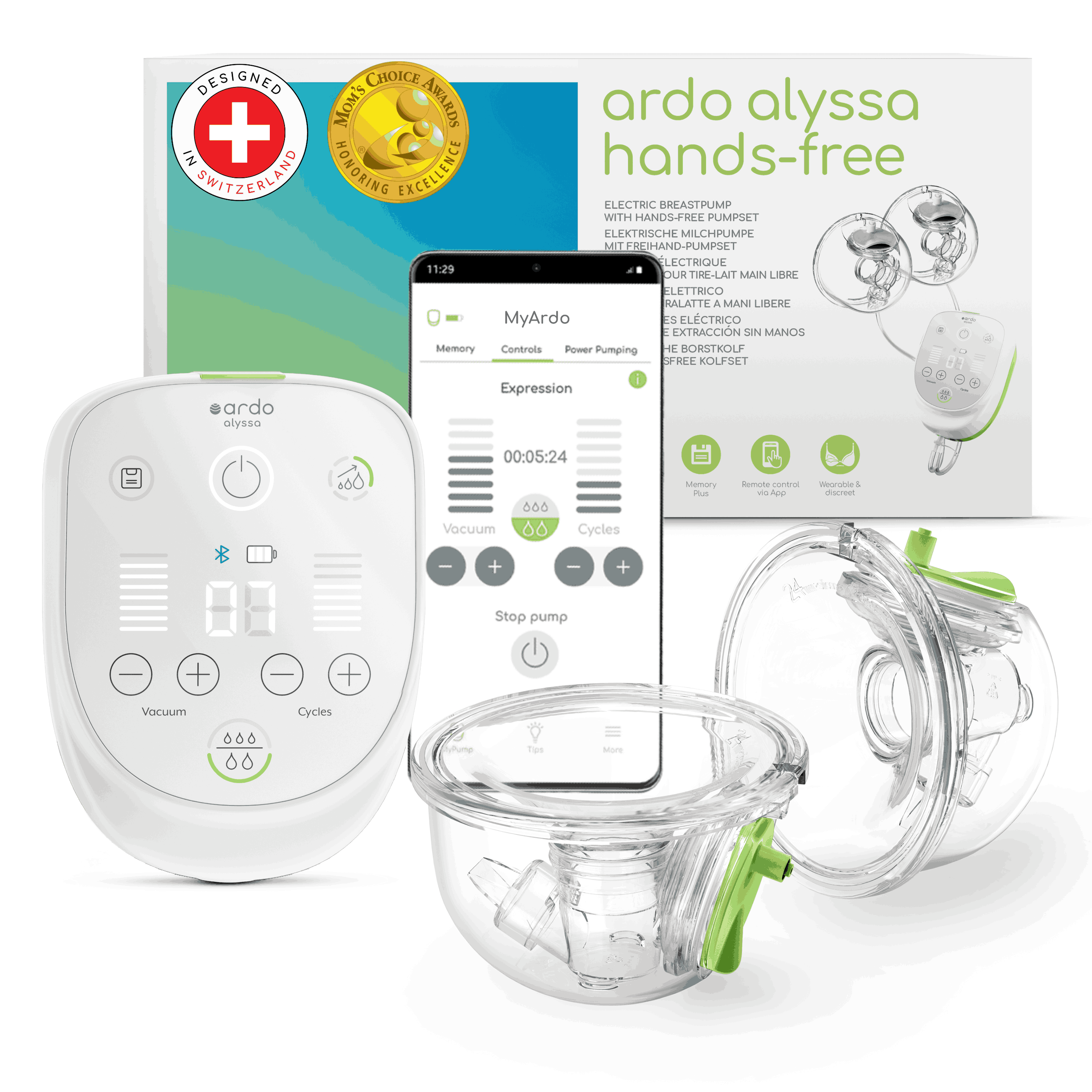 Pompa ASI Elektrik Ardo Alyssa Double Hands-Free Wearable Pump Set