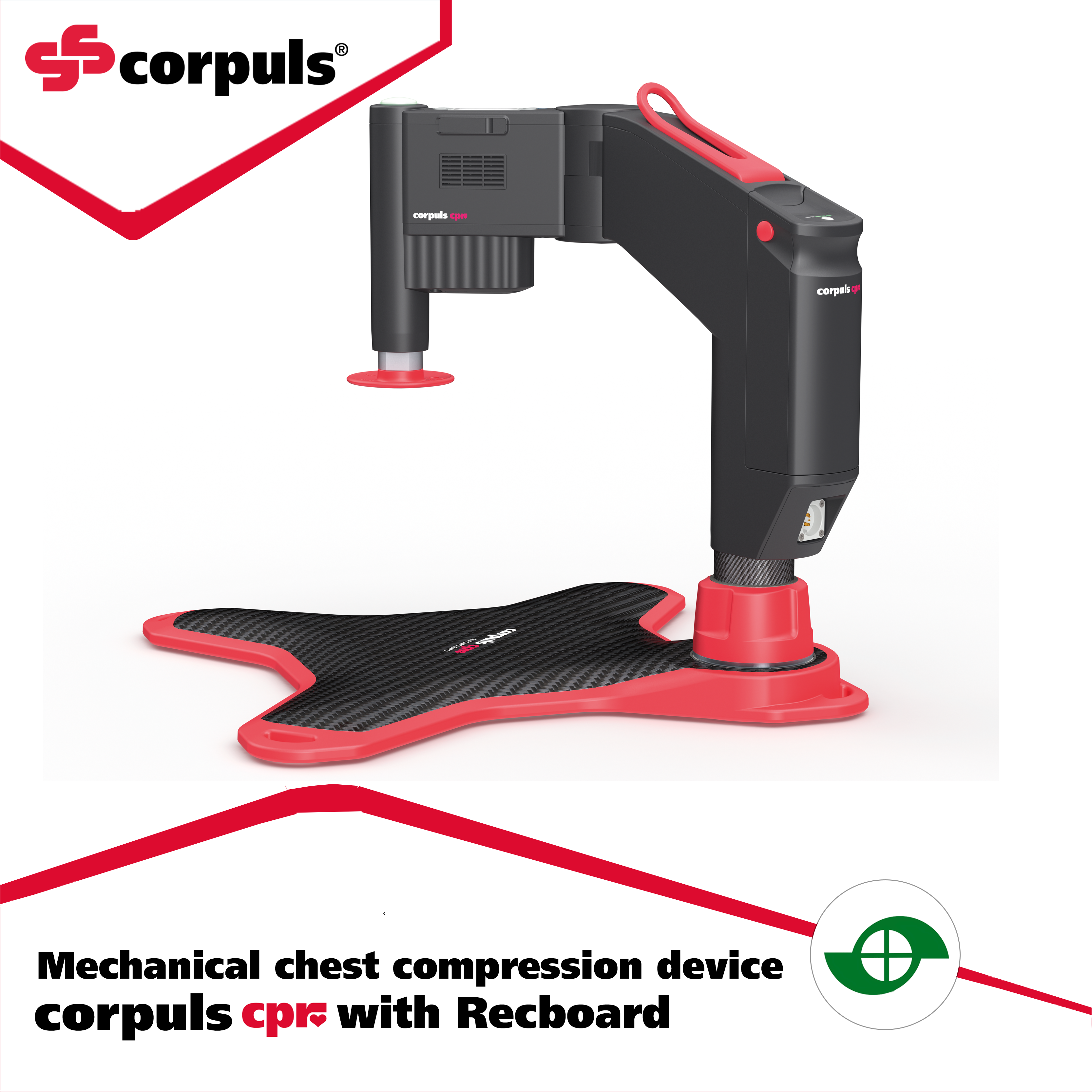 Mechanical chest compression device - corpuls cpr with Recboard